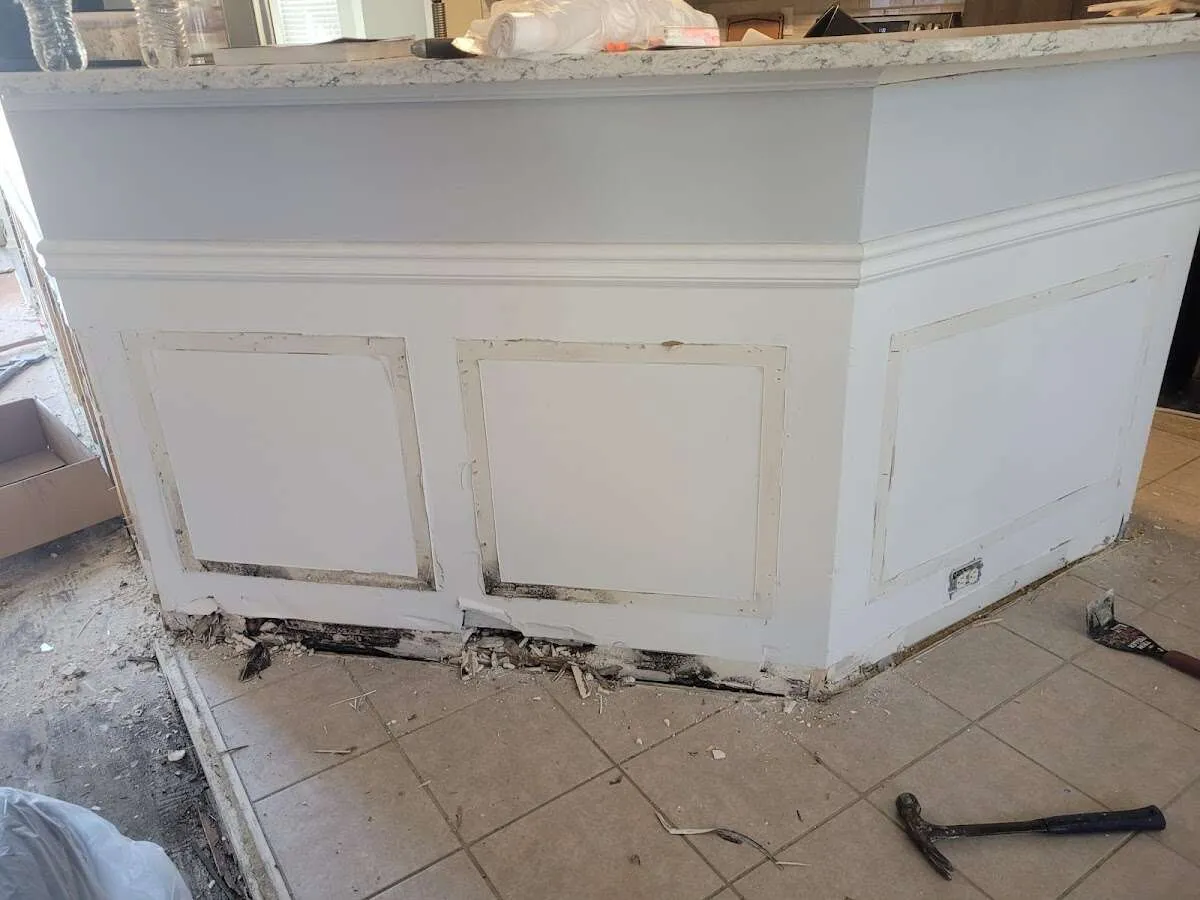 Water damage and mold on kitchen during Storm Damage Restoration in Lincolnshire